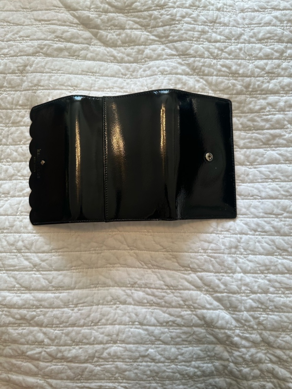 kate spade Black Patent Scallop Flap Wallet - Picture 3 of 4